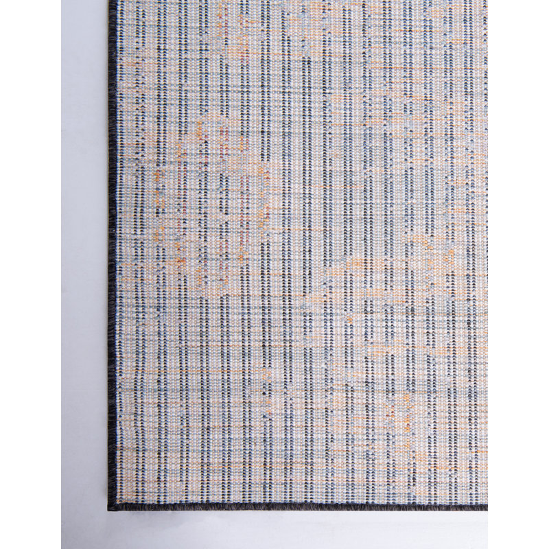 Tapis bleu marine / brun Kitley Southwestern, Rectangle 4 pi x 6 pi