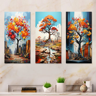 Baobab style graffiti - Ensemble de 3 impressions sur toile de baobab