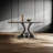 High end rectangular rock slab table and chair set-106861636