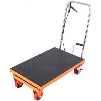 Hydraulic Lift Table Cart, 500lbs Capacity 28.5" Lifting Height, Manual Single Scissor Lift Table with 4 Wheels and Non-slip Pad