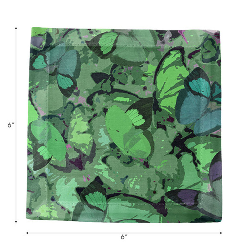 Mariposa Cotton Sateen Cocktail Napkins, Green