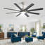 Grand ventilateur de plafond de 66 pouces avec lumière à DEL à intensité variable et 8 pales en ABS avec moteur à courant continu réversible et intelligent pour le salon
