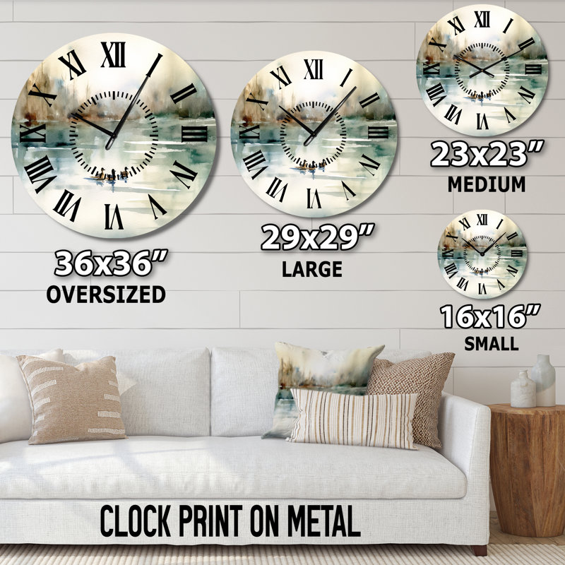Ducks In Pond I - Animals Black Face Wall Clock, Oversized