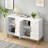 4 Doors Sideboard Buffet Cabinet with Gold Trim, White-1945102430