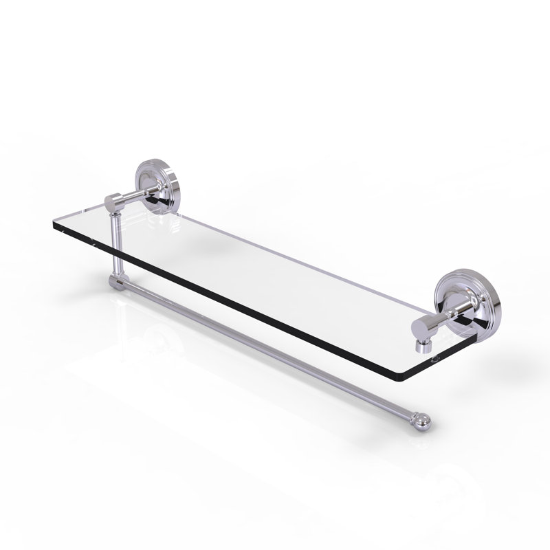 Alcott Bracket Shelf with Towel Bar, Polished Chrome