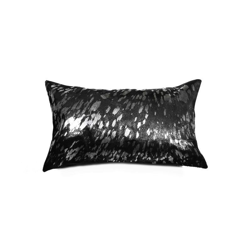 12 po x 20 po x 5 po Impressionnant cuir de vache Kobe Torino naturel et doré - Coussin, Noir / blanc