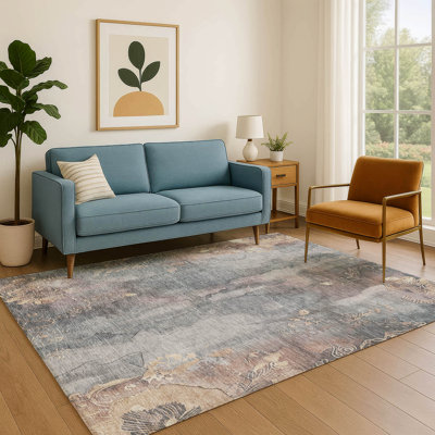 Premium Machine Washable Crestover AMF1869 Floral Rug