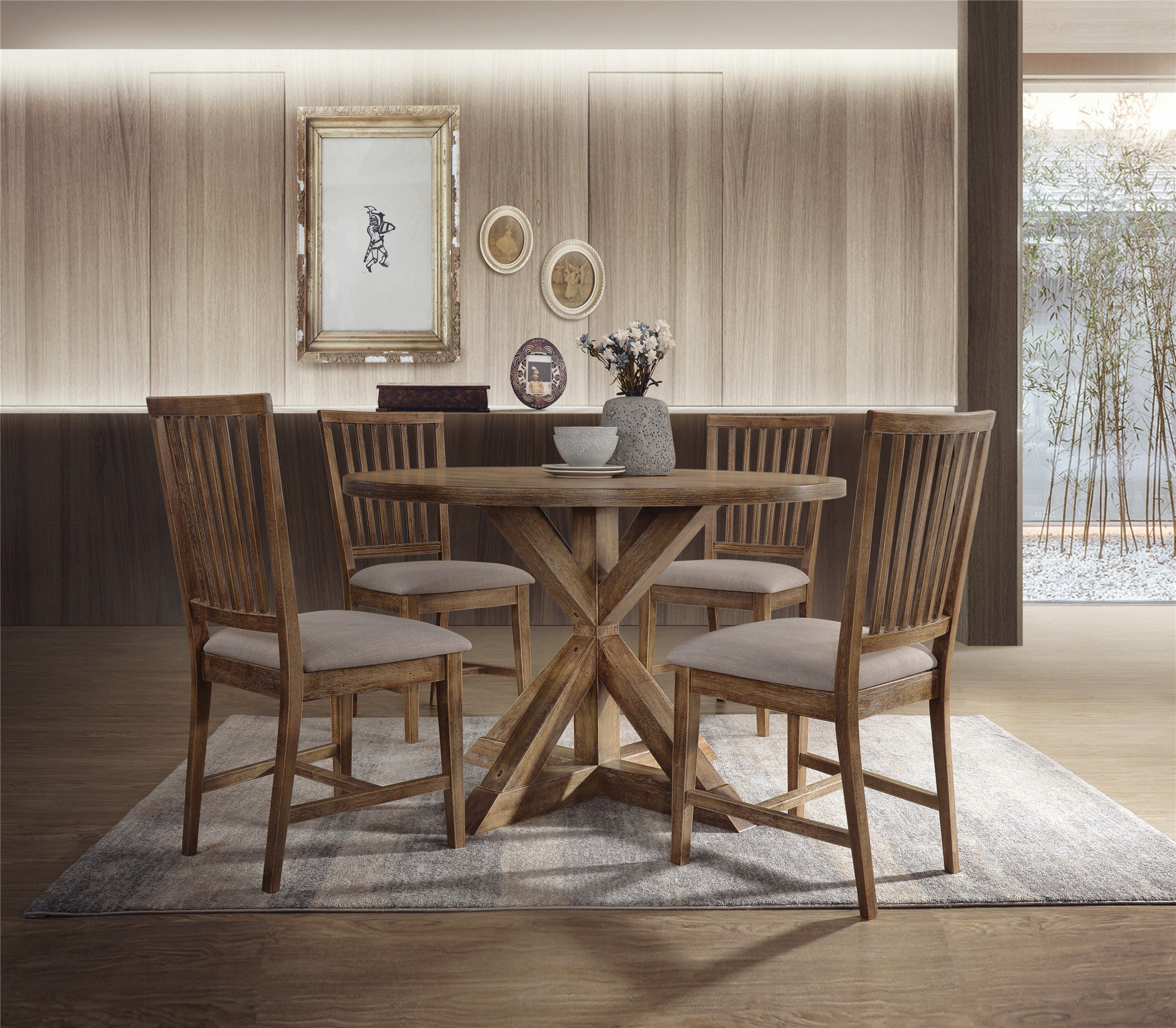 Gracie Oaks Charming Rustic 5-Piece Dining Set for Cozy Gatherings ...