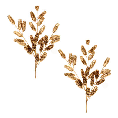 Metallic Gold Pinecone Spray (Set of 2)