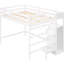 Lit mezzanine double blanc avec rangement intégré et escalier - Structure en bois de pin robuste pour escalier de chambre à coucher-1255935161