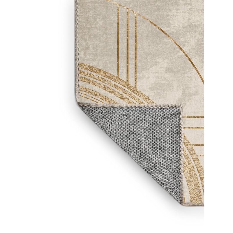 Machine Washable Rhawnhurst New Years Modern & Contemporary Abstract Rug in Beige – Beige Binding, 8x12