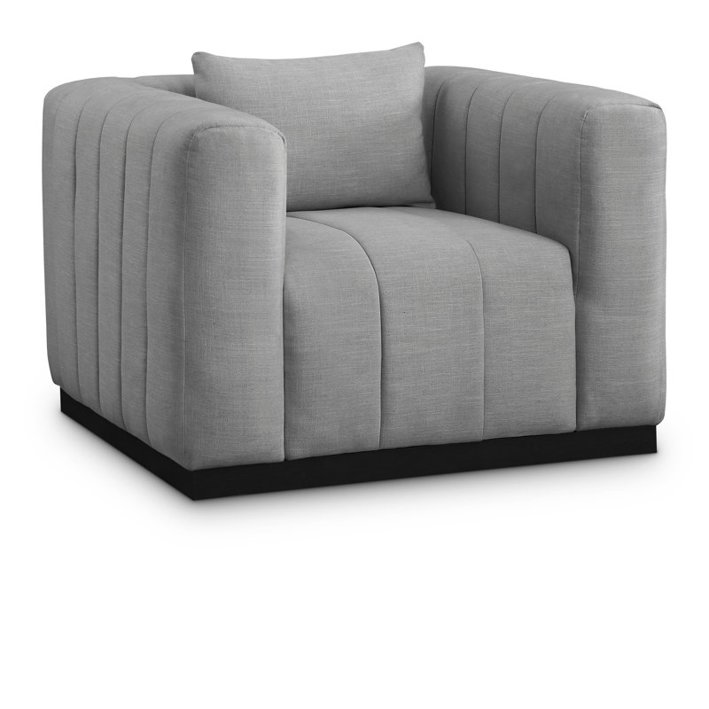 44,5 po de largeur, Tissu gris texturé en lin
