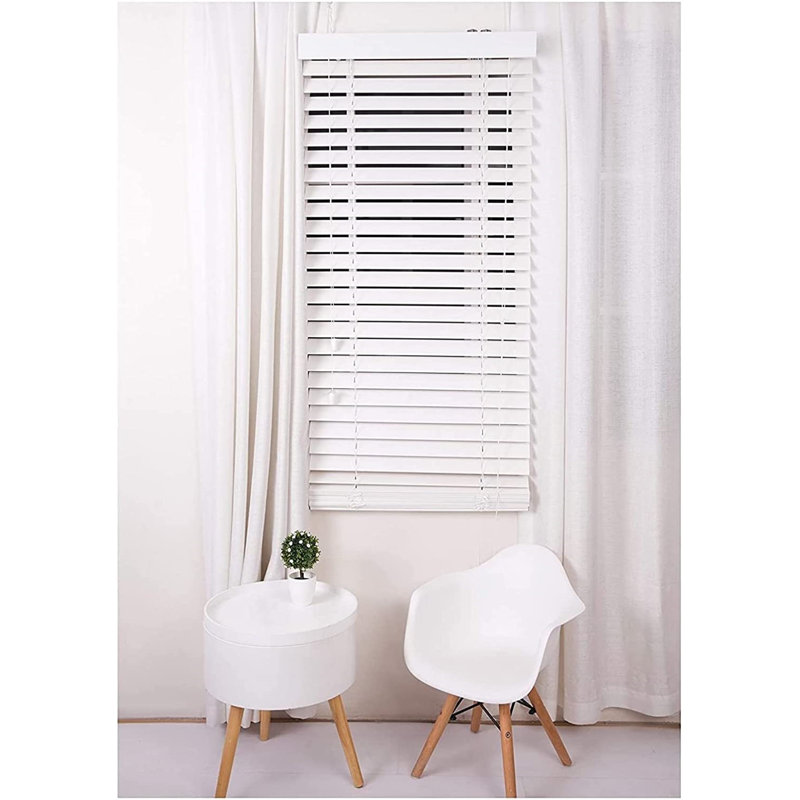 Premium Faux Wood Venetian Blinds - Waterproof PVC Window Blinds with Corded Light & Privacy Control for Kitchen, Bathroom & Bedroom