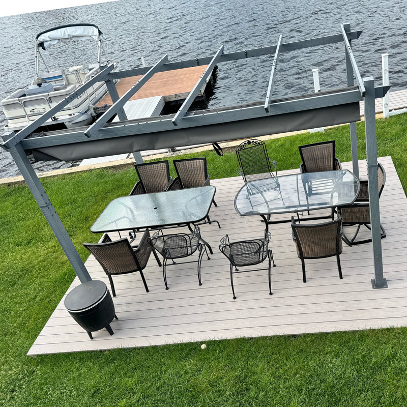 Pergola en aluminium mauve avec auvent, Gris, H 96,5 po x l 158 po x P 118 po