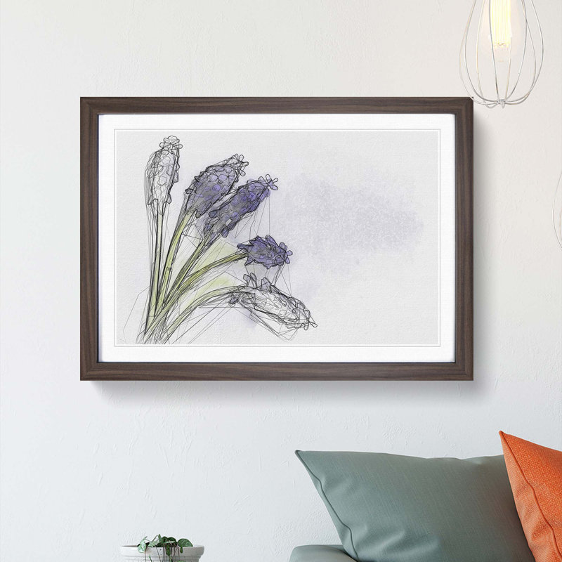 Grape Hyacinth Flower in Abstract - Picture Frame Graphic Art Print, Walnut Framed, 27cm H x 36cm W x 2cm D