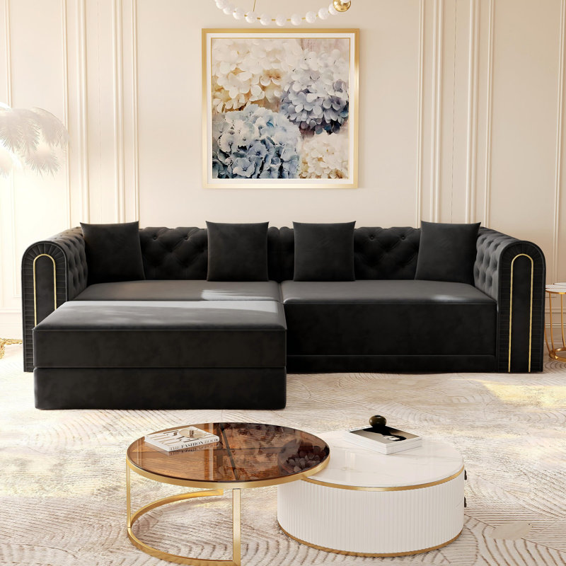 Canapé-lit Chesterfield 90,6 po, Noir