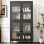 Armoire à 4 portes en verre pour le rangement des chaussures - noir avec portes et tablettes réglables
