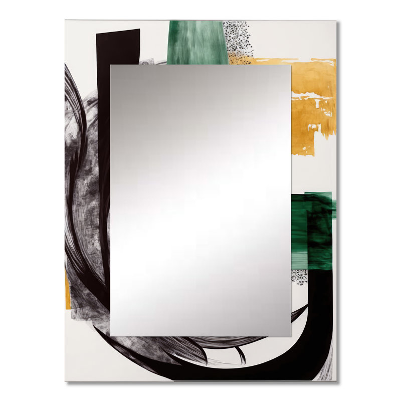 Art déco moderne vert VI - miroir mural transitionnel, miroir décoratif moderne, art imprimé en métal, 32 po x 24 po