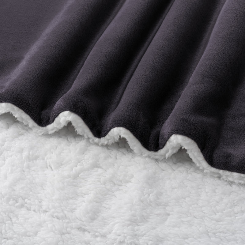 Joyan Extra Soft Sherpa Fleece Dual Sided Blanket, Super King, Grey