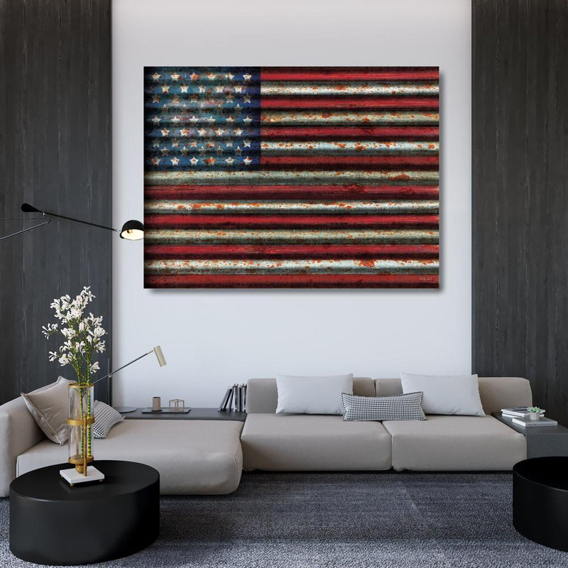 Art sur toile tendue par Williston Forge Jacobs, Cindy Gallery, drapeau américain, H 36 po x l 47 po