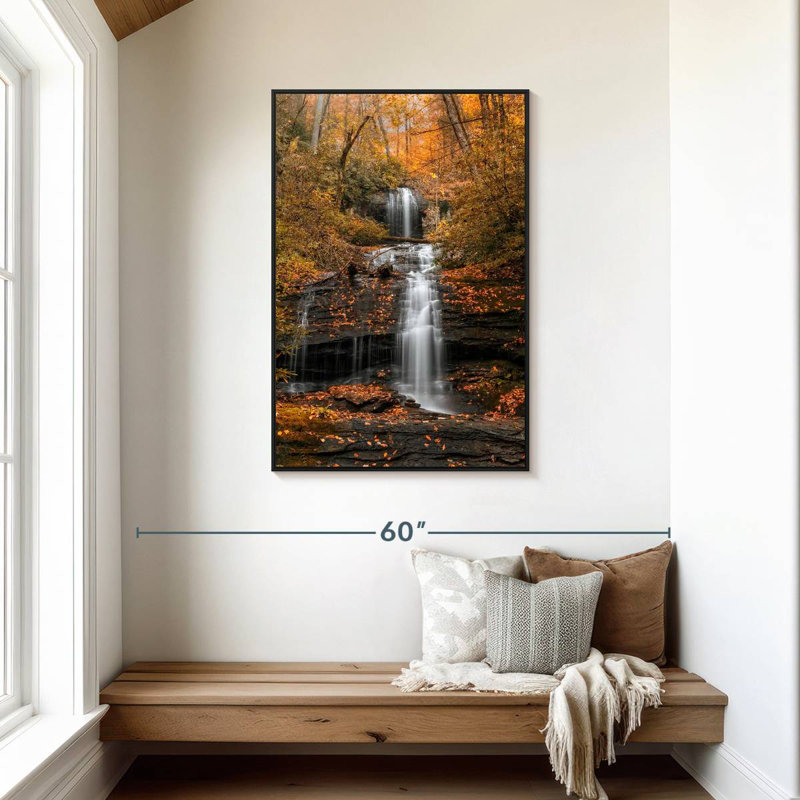Automne chute d'eau Minnehaha, Cadre flottant noir, 29 po x 43 po