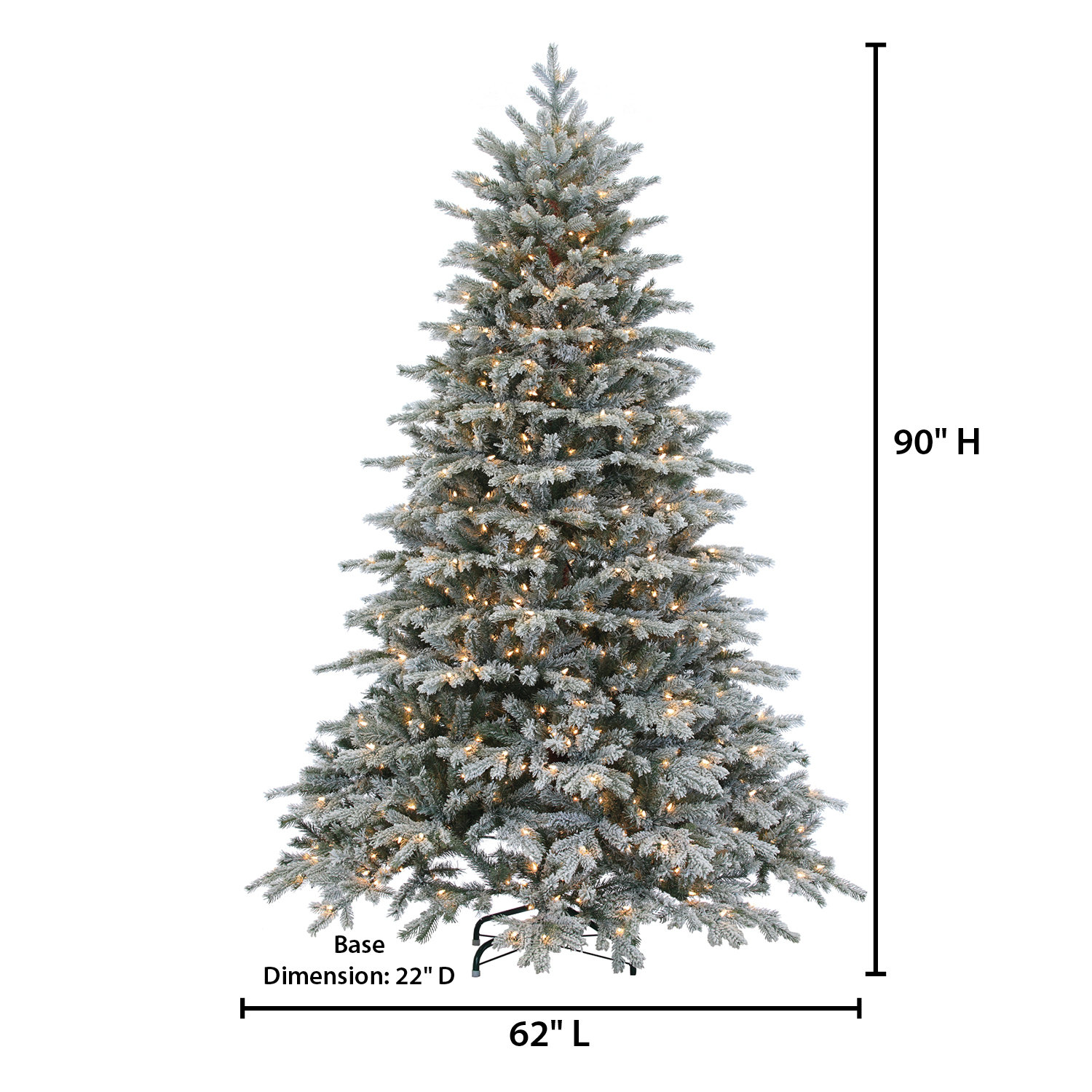 Melisande Pre-Lit Flocked Pine Christmas tree, 7'5"