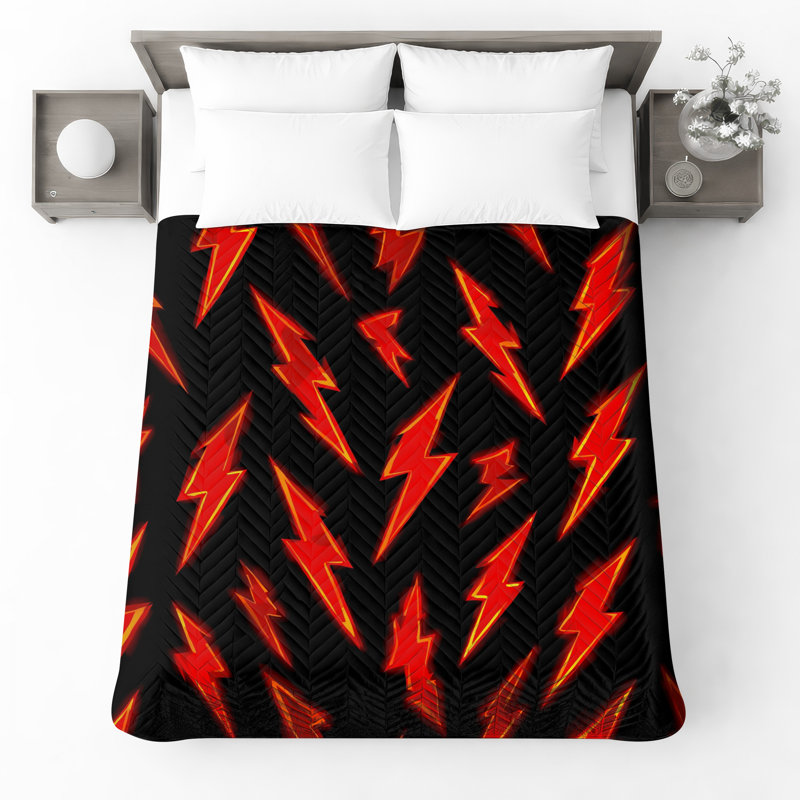 Couvre-lit matelassé rouge Lightning Bolts toutes tailles, King