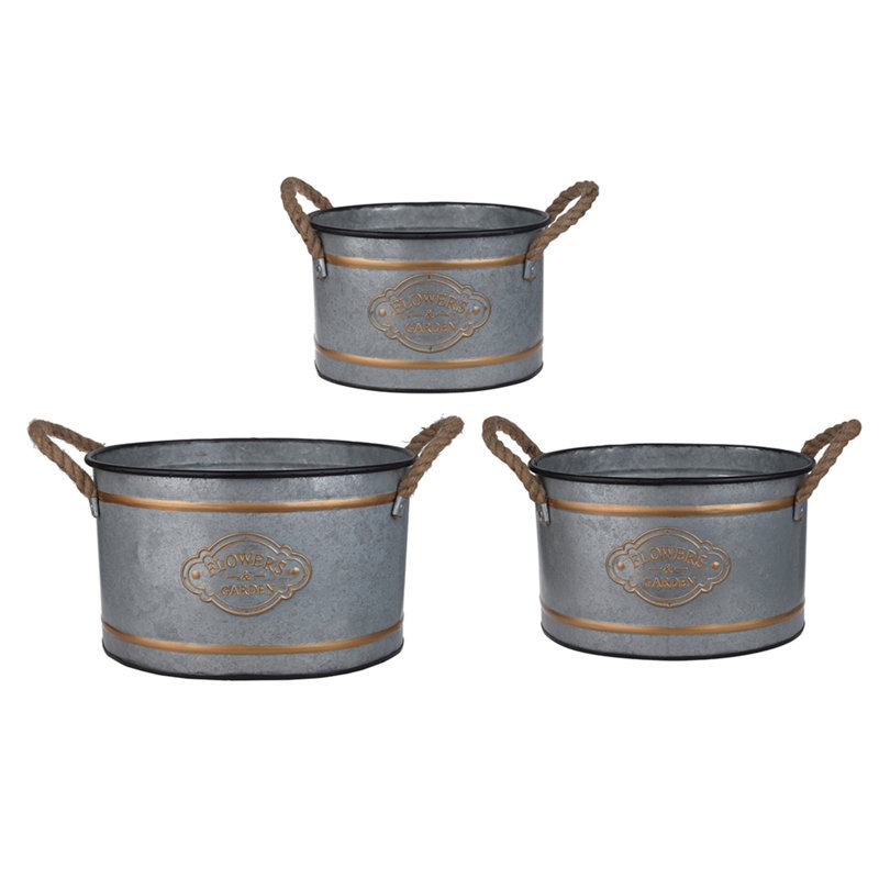 Ensemble de 3 pots décoratifs en métal Huxley