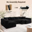 Canapé d'angle modulaire sans os de 264 cm de large, recouvert de velours côtelé noir, avec 5 coussins, convertible en lit 2 pièces, aucun assemblage requis-743266577-586151072-743266579