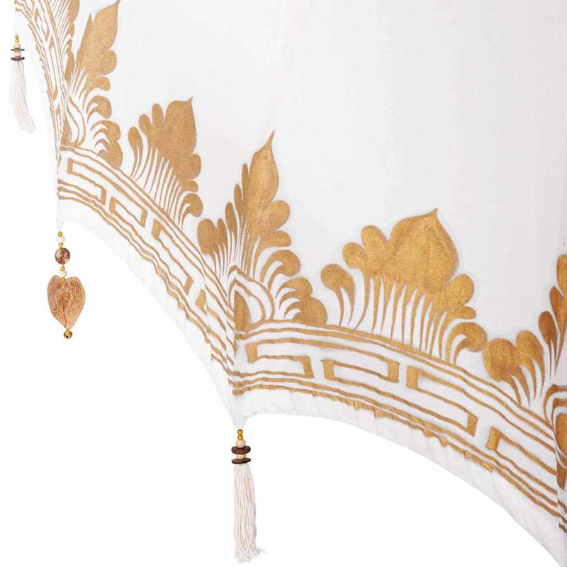 Balinese Parasol Cotton, Solid Wood, Cream, 260cm H x 185cm W x 185cm D