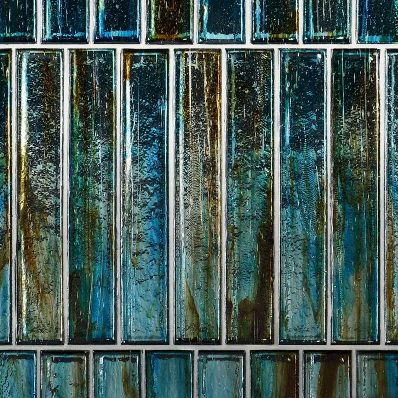 Komorebi 2x12 Brick Polished Glass Subway Tile, Juneau Spring