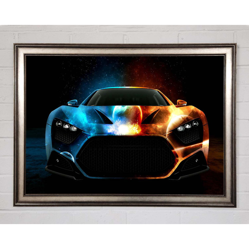 Space Car - Single Picture Frame Art Print, Black Framed Paper, 42cm H x 59.7cm W x 3.4cm D