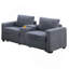 Ensemble de canapés 2 pièces de style moderne 1 x canapé 1 x 1 causeuse Coussin de dossier à pieds en plastique Porte-gobelets Port de charge Revêtement en velours côtelé gris foncé Salon principal-959721526