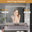  Armoire à pharmacie lumineuse 35 pouces, miroir de salle de bain en aluminium avec désembueur et rangement pour cosmétiques, gris