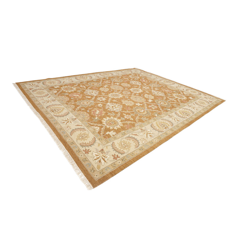 Wool Oriental Area Rug in Rust/Ivory, Rectangle 8' x 10'