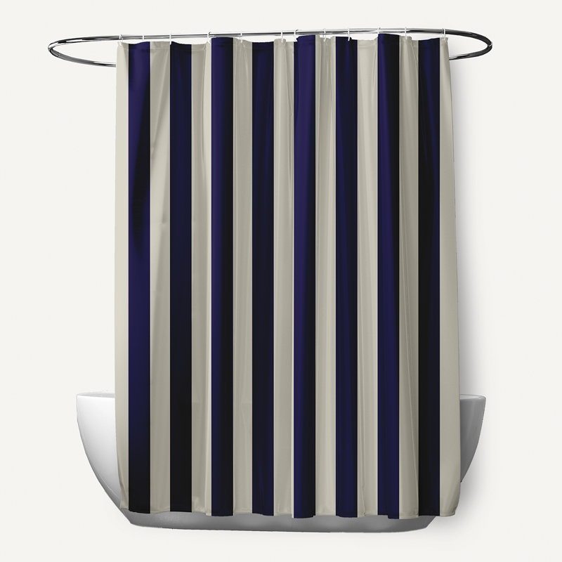 Striped Shower Curtain, Oatmeal/Spring Navy