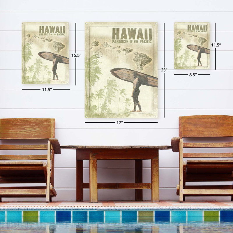 Hawaï, paradis du surfeur du Pacifique sur impression métallique