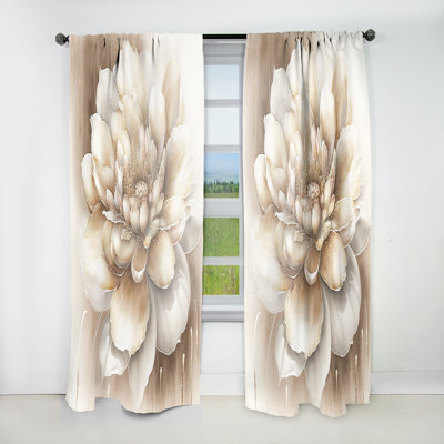 Rideau simple en velours à motif floral simple beige II