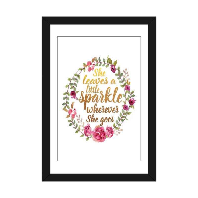 « she leaves sparkle », impression sur toile tendue, Papier beaux-arts encadré noir, Blanc, H 24 po x l 16 po x P 1 po