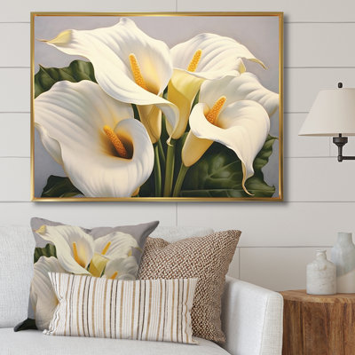 «White Green Lily Serenade», reproduction sur toile encadrée florale