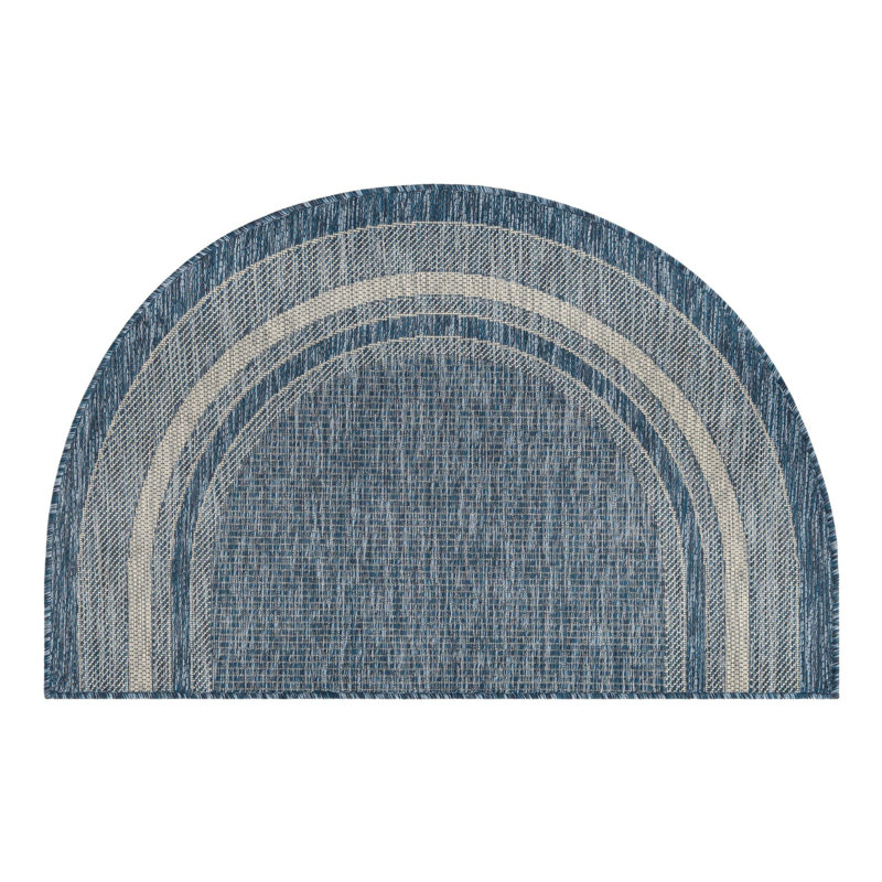 Tapis intérieur / extérieur bleu Swanee, Blue, Half-circle 2'7" x 4'1"