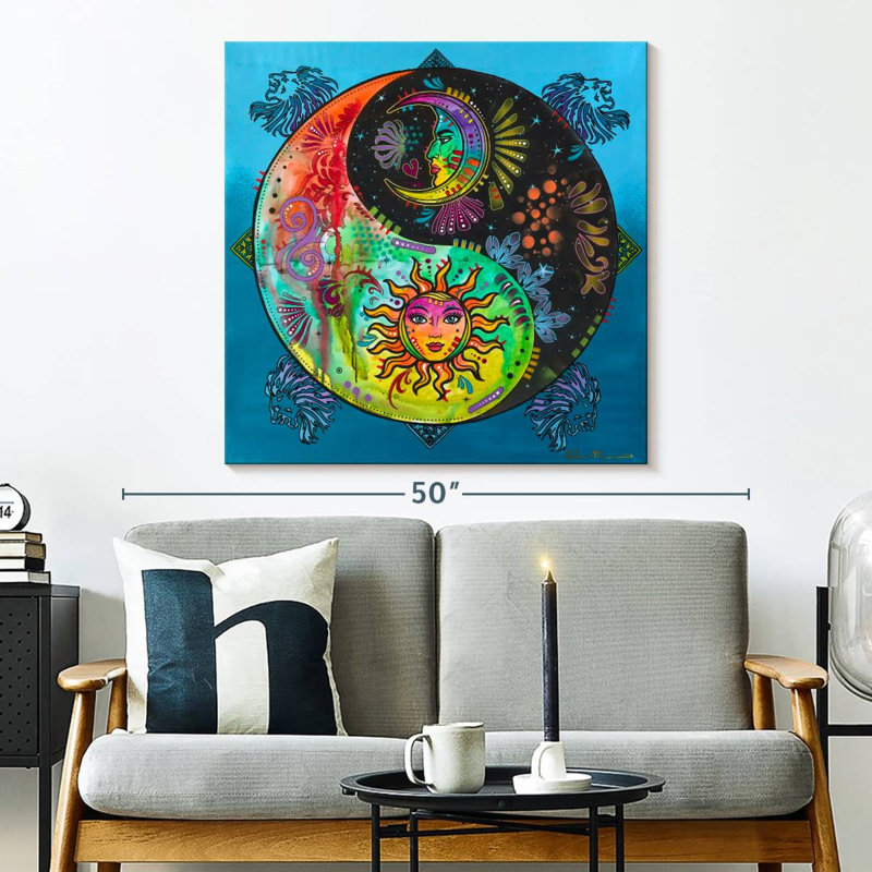 Adella Yin Yang - soleil et lune, H 33 po x l 33 po