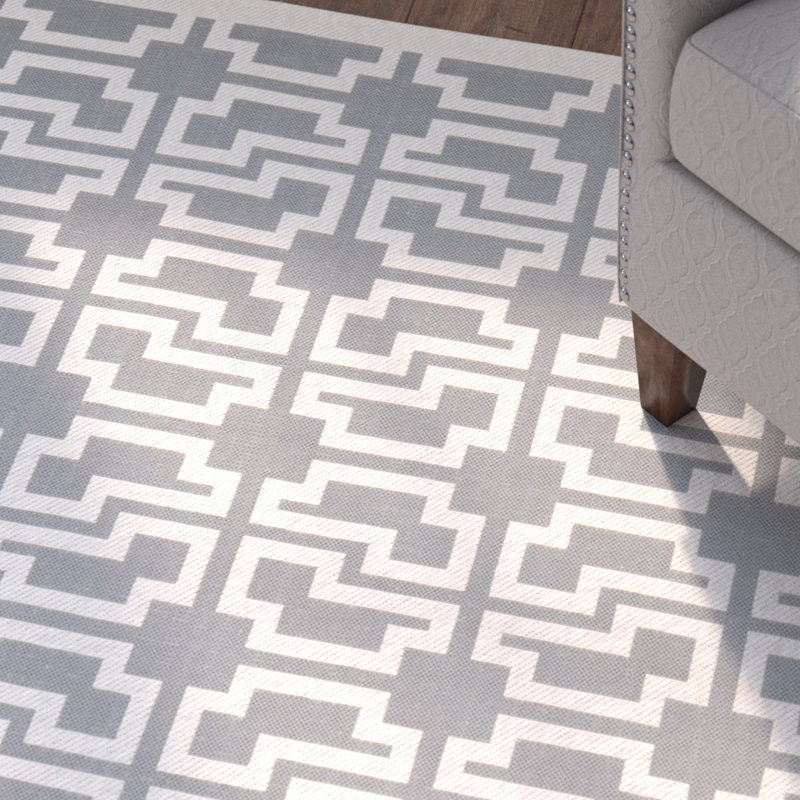 Tapis d'intérieur / extérieur à motif géométrique Cidney Performance, Rectangle 6 pi 7 po x 9 pi 6 po