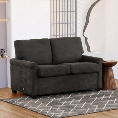 Kensington 54 in. Twin Pull Out Sleeper Sofa Bed with USB/Outlets