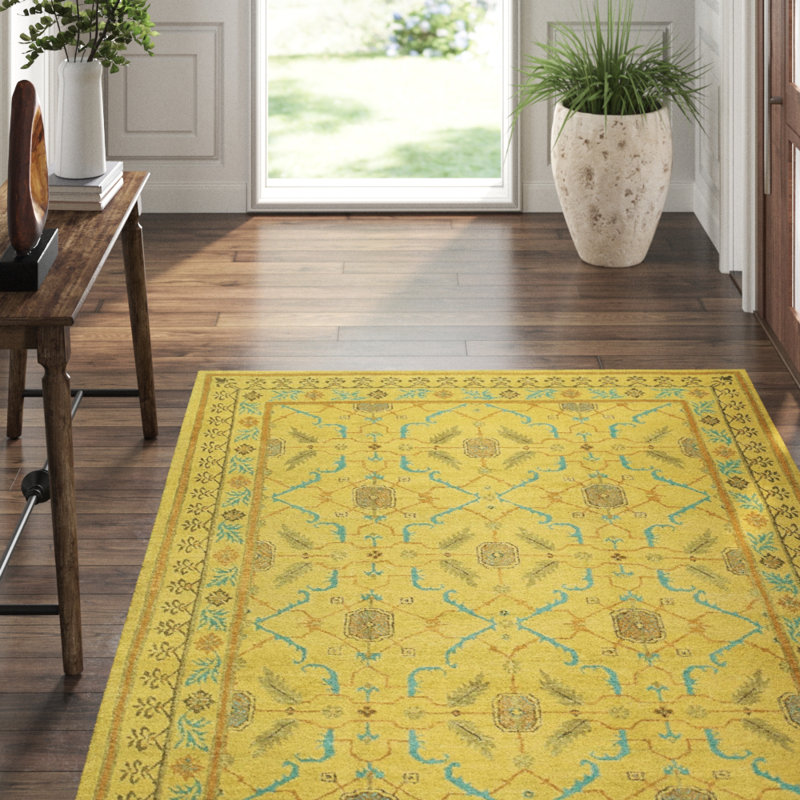 Etienne Wool Geometric Area Rug in Beige/Blue/Brown, Rectangle 8' x 10'