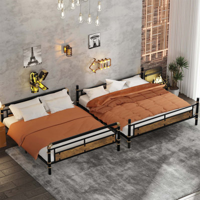 Metal Bunk Bed, Industrial Detachable Bunkbeds With Safety Guard Rails