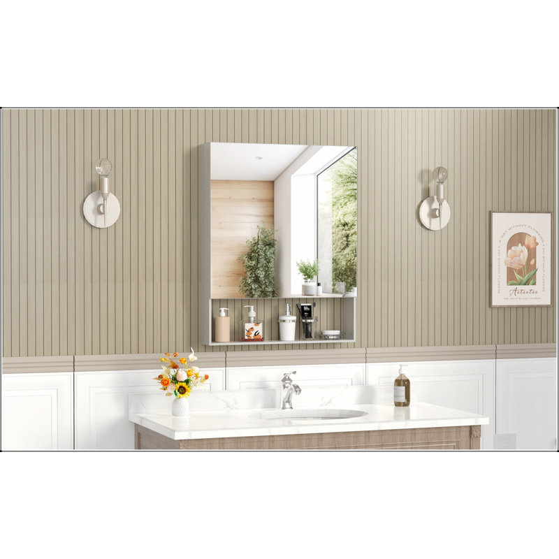 Armoire à pharmacie murale avec miroir, tablettes réglables et cadre en aluminium durable pour les solutions de rangement modernes