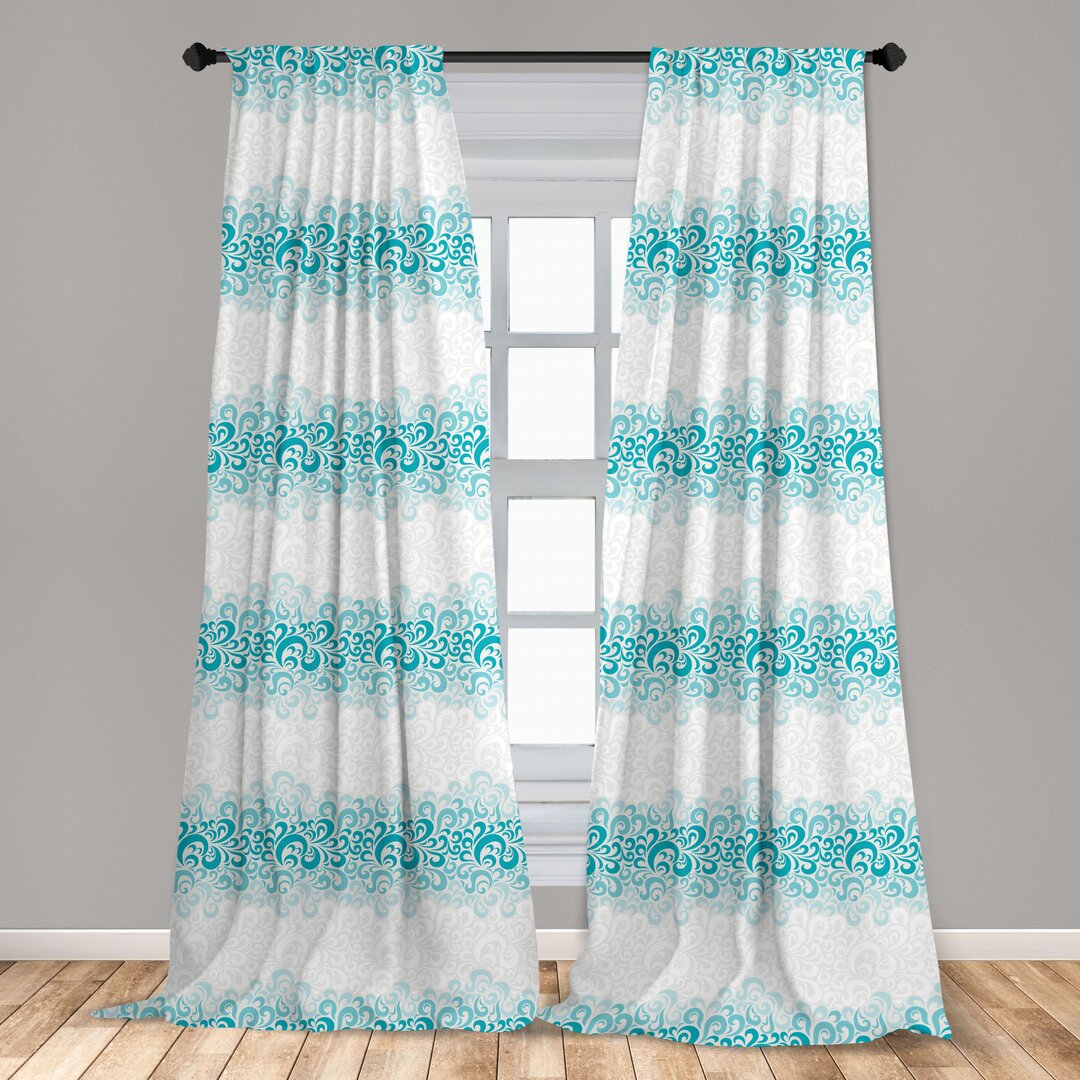 Fenstervorhänge, Leichtes Dekor, Floral klassischer Entwurf, Abstrakt, Teal Turquoise Weiß