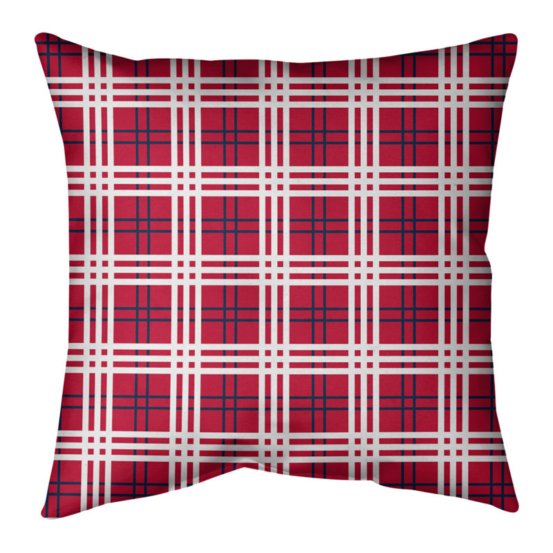 Housse de coussin carré et insert, 20 po X 20 po, Rouge / bleu nautique / blanc, Mélange de coton