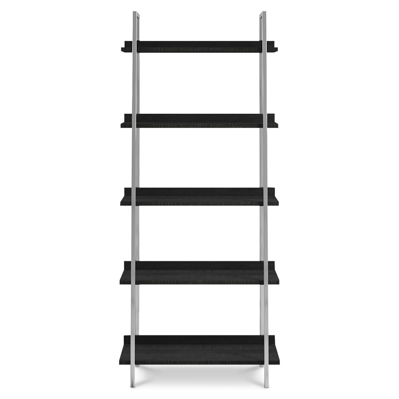 Coleman 70.75" Gray Wood and Stainless Steel Adjustable Etagere Bookcase